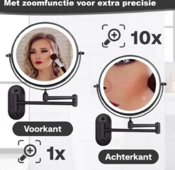 Make Up - Spiegel - Led Verlichting - 10X Vergroting - 3 Lichtstanden - Wandspiegel Rond - Badkamer - Mat Zwart - Draadloos 22 Make Up - Spiegel - Led Verlichting - 10X Vergroting - 3 Lichtstanden - Wandspiegel Rond - Badkamer - Mat Zwart - Draadloos -Modecosmetica Winkel 1200x1165 34