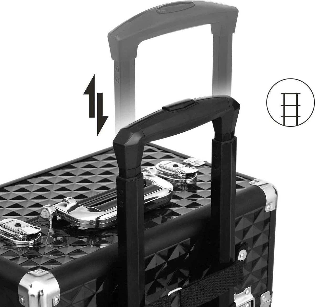 Merkloos Trolley, Make-up Koffer, Cosmetische Koffer, Voor Nageldesign, Make-up Organizer, Koffer Met Draagtas, Zwart JHZ04B 5 Merkloos Trolley, Make-up Koffer, Cosmetische Koffer, Voor Nageldesign, Make-up Organizer, Koffer Met Draagtas, Zwart JHZ04B - Image 3