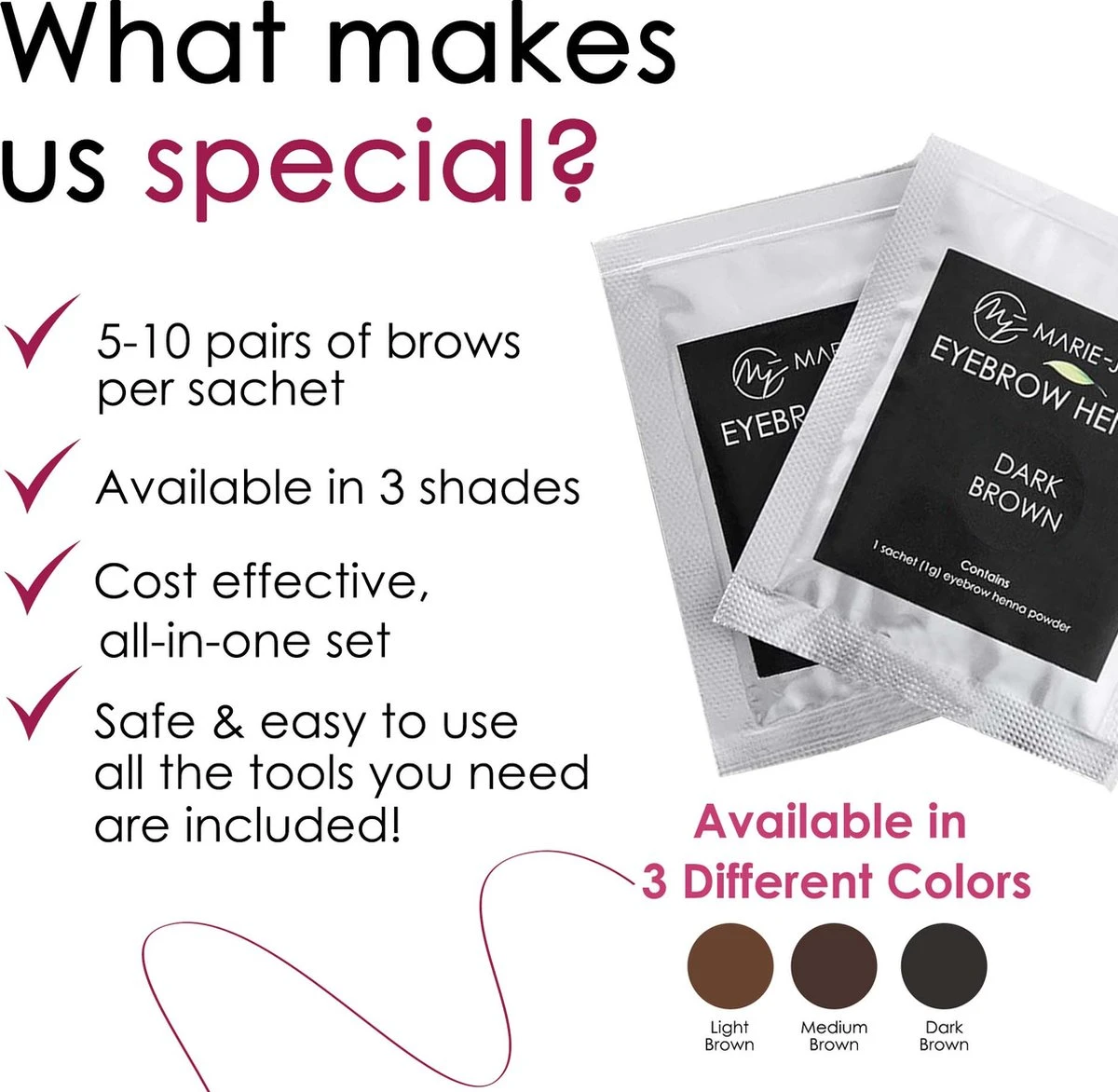 Marie-José & Co Henna Wenkbrauwverf Donkerbruin - Complete Henna Brows Kit - Tattoo Brow Set Voor 20 Paar Wenkbrauwen 5 Marie-José & Co Henna Wenkbrauwverf Donkerbruin - Complete Henna Brows Kit - Tattoo Brow Set Voor 20 Paar Wenkbrauwen - Image 3