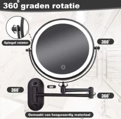 Make Up - Spiegel - Led Verlichting - 10X Vergroting - 3 Lichtstanden - Wandspiegel Rond - Badkamer - Mat Zwart - Draadloos 18 Make Up - Spiegel - Led Verlichting - 10X Vergroting - 3 Lichtstanden - Wandspiegel Rond - Badkamer - Mat Zwart - Draadloos -Modecosmetica Winkel 1200x1180 34