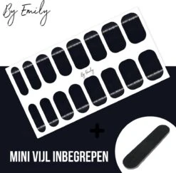 By Emily - Nagel Wrap - Classy Black | 16 Stickers | Nail Wrap | Nail Art | Trendy | Design | Nagellakvrij | Eenvoudig | Nagel Wrap | Nagel Stickers | Folie | Zelfklevend | Sjablonen -Modecosmetica Winkel 1200x1180 9