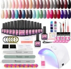 Gellak Starterspakket - 40 Kleuren - Basecoat - Topcoat - Gellak - Gellakset - Nagelset - Gelnagels - Nagellak - Gelnagel Kit - UV Lamp 36W - LED - Manicure Set - 40 Kleuren Gel Polish - Nail Art - Nagellamp - Nageldroger