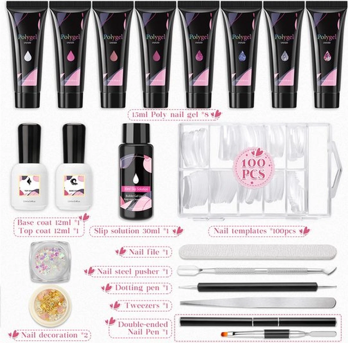 Merkloos Nagels Set - 8 Kleuren - Nagels Starter Set - Met Toplaag, Basislaag, Slipoplossing, Nagelverlengingsgel, Gel Builder - Voor DIY Voor Beginners - Beste Cadeau 15 Merkloos Nagels Set - 8 Kleuren - Nagels Starter Set - Met Toplaag, Basislaag, Slipoplossing, Nagelverlengingsgel, Gel Builder - Voor DIY Voor Beginners - Beste Cadeau - Image 13