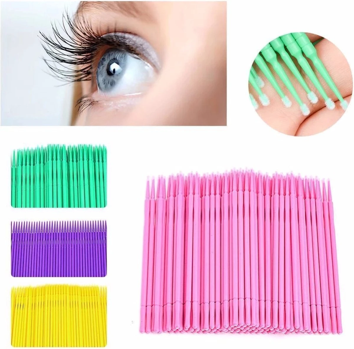 Wegwerp Microbrushes - Wimpers Uitbreiding - Individuele Lash Verwijderen - Wattenstaafje - Micro Borstel Voor Wimper Extensions Tool- Microbrush - 100stuks Roze 4 Wegwerp Microbrushes - Wimpers Uitbreiding - Individuele Lash Verwijderen - Wattenstaafje - Micro Borstel Voor Wimper Extensions Tool- Microbrush - 100stuks Roze - Image 2