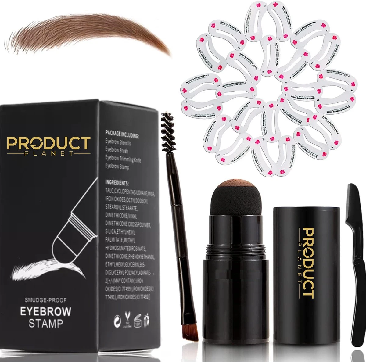 ProductPlanet Premium Wenkbrauw Stempel Set 2022 - Wenkbrauw Sjabloon - Wenkbrauwstempel - Brow Stamp - 10 Sjablonen - Borsteltje - Mesje - Herbruikbaar - Waterdicht - Cadeau Voor Haar - Lichtbruin 3 ProductPlanet Premium Wenkbrauw Stempel Set 2022 - Wenkbrauw Sjabloon - Wenkbrauwstempel - Brow Stamp - 10 Sjablonen - Borsteltje - Mesje - Herbruikbaar - Waterdicht - Cadeau Voor Haar - Lichtbruin