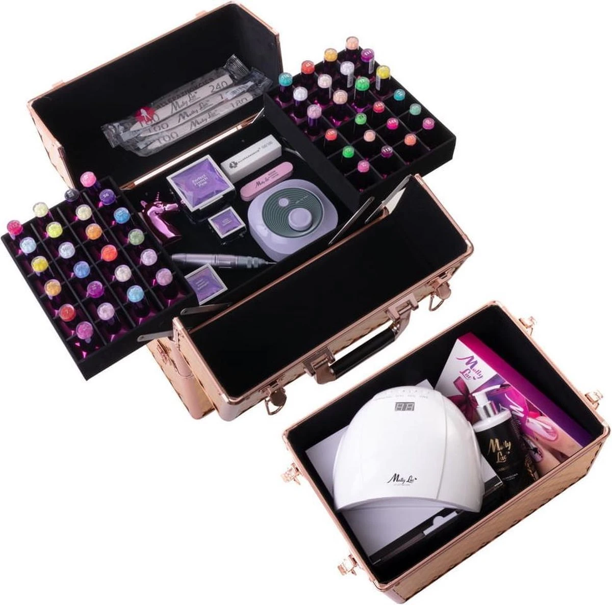 Koffer Groot 3D Gold Met Opbergvakken 4 Koffer Groot 3D Gold Met Opbergvakken - Image 2