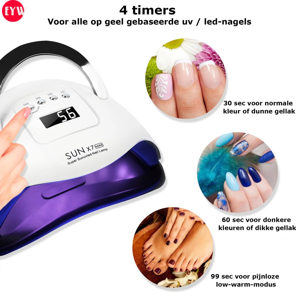 Nageldroger - Nageldrogers - 80 Watt UV LED Lamp Nagels - 45 Leds - Nagellak Droger - UV LED Lamp - Nagellamp - Nail Dryer - Nageldroger Voor Gel Nagellak - Gewone Nagellak - Wit 6 Nageldroger - Nageldrogers - 80 Watt UV LED Lamp Nagels - 45 Leds - Nagellak Droger - UV LED Lamp - Nagellamp - Nail Dryer - Nageldroger Voor Gel Nagellak - Gewone Nagellak - Wit - Image 4