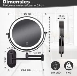 Make Up - Spiegel - Led Verlichting - 10X Vergroting - 3 Lichtstanden - Wandspiegel Rond - Badkamer - Mat Zwart - Draadloos 20 Make Up - Spiegel - Led Verlichting - 10X Vergroting - 3 Lichtstanden - Wandspiegel Rond - Badkamer - Mat Zwart - Draadloos -Modecosmetica Winkel 1200x1188 24