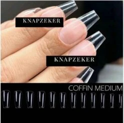 Gel Tips Nail Extension Full Cover Medium Coffin Ballerina False Tips Pre Shaped Nails Nepnagels 240ps Fake Nails- Plaknagels Met Lijm - Nageltips Transparant / Clear Tips + Nagellijm