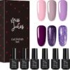 Miss Jules - 6-Delige Gellak Starterspakket - Nagellak - Kleur Paars, Lila & Glitter - Glanzend & Dekkend Resultaat