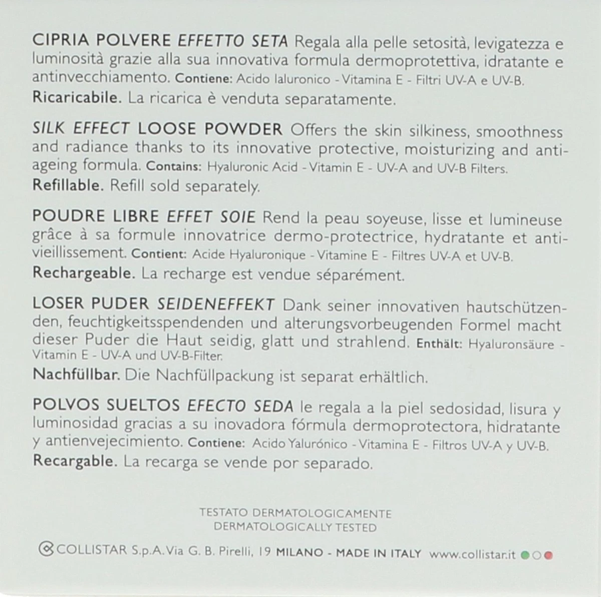 Collistar Silk Effect Loose Powder - 2 Golden Beige - Make-uppoeder 9 Collistar Silk Effect Loose Powder - 2 Golden Beige - Make-uppoeder - Image 7