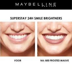 Maybelline SuperStay 24H Smile Brighters Lippenstift - 850 Frosted Mauve - Roze - Langhoudend -Modecosmetica Winkel 1200x1197 36