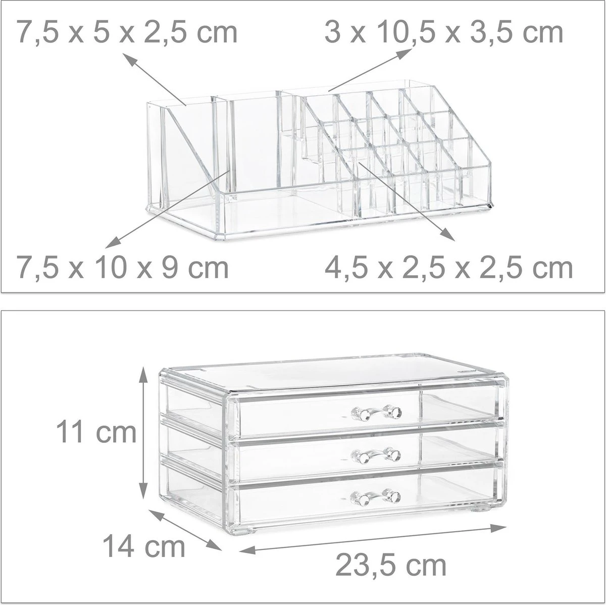 Relaxdays Make-up Organizer Klein - Stapelbaar - Sieradendoosje - Cosmetica - Opbergbox - Doorzichtig 16 Relaxdays Make-up Organizer Klein - Stapelbaar - Sieradendoosje - Cosmetica - Opbergbox - Doorzichtig - Image 14