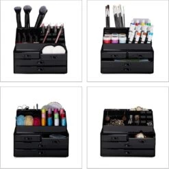 Relaxdays Make-up Organizer - Tweedelig - Cosmetica Opbergdoos + Lippenstift Houder - Zwart 25 Relaxdays Make-up Organizer - Tweedelig - Cosmetica Opbergdoos + Lippenstift Houder - Zwart -Modecosmetica Winkel 1200x1198 88