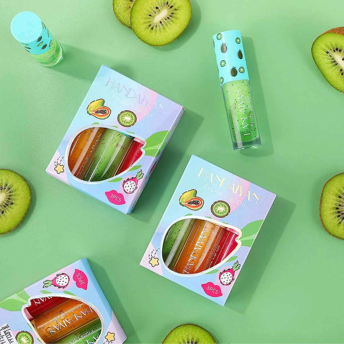 Fruit Lip Oil Set Makeup Primer Moisturizing - Transparent Lip Oil - Long Lasting Hydrating 4 Fruit Lip Oil Set Makeup Primer Moisturizing - Transparent Lip Oil - Long Lasting Hydrating - Image 2