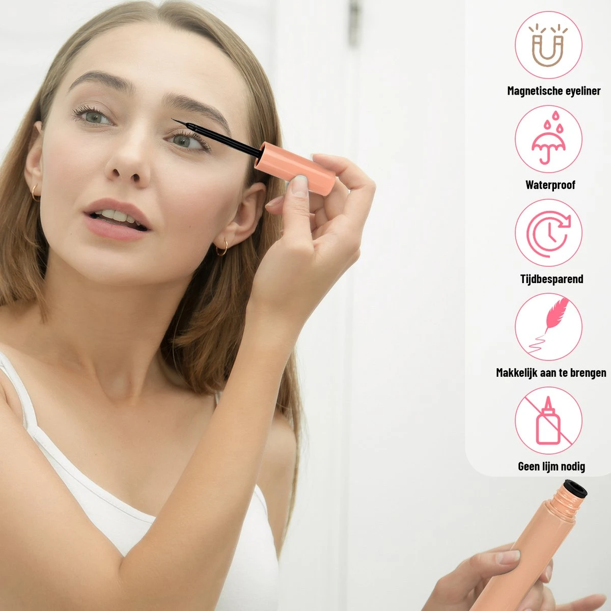 Mina Beauty Magnetische Wimpers – Magnetic Lashes - Wimperset (10 Stuks) Met 2 Magnetische Eyeliners En Een Applicator 8 Mina Beauty Magnetische Wimpers – Magnetic Lashes - Wimperset (10 Stuks) Met 2 Magnetische Eyeliners En Een Applicator - Image 6