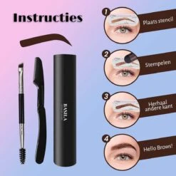 Basila® Duo Wenkbrauw Stempel Kit - Donker Bruin & Bruin - Watervast - Matte Poeder - Trimmer - 26 Stencils 9 Basila® Duo Wenkbrauw Stempel Kit - Donker Bruin & Bruin - Watervast - Matte Poeder - Trimmer - 26 Stencils -Modecosmetica Winkel 1200x1200 1909
