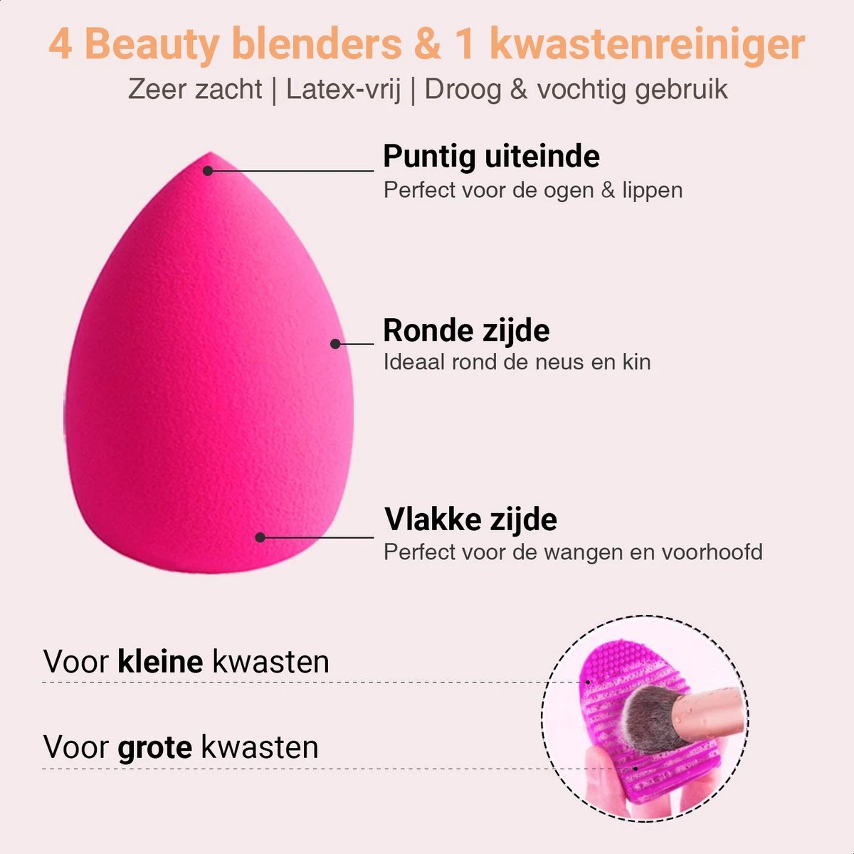 Bestope Make Up Kwasten Set Met Beauty Blenders 16 Delig - Brush Set - Kwasten Reiniger - Rosé Goud 6 Bestope Make Up Kwasten Set Met Beauty Blenders 16 Delig - Brush Set - Kwasten Reiniger - Rosé Goud - Image 4