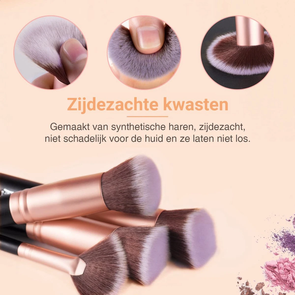 Bestope Make Up Kwasten Set Met Beauty Blenders 16 Delig - Brush Set - Kwasten Reiniger - Rosé Goud 8 Bestope Make Up Kwasten Set Met Beauty Blenders 16 Delig - Brush Set - Kwasten Reiniger - Rosé Goud - Image 6