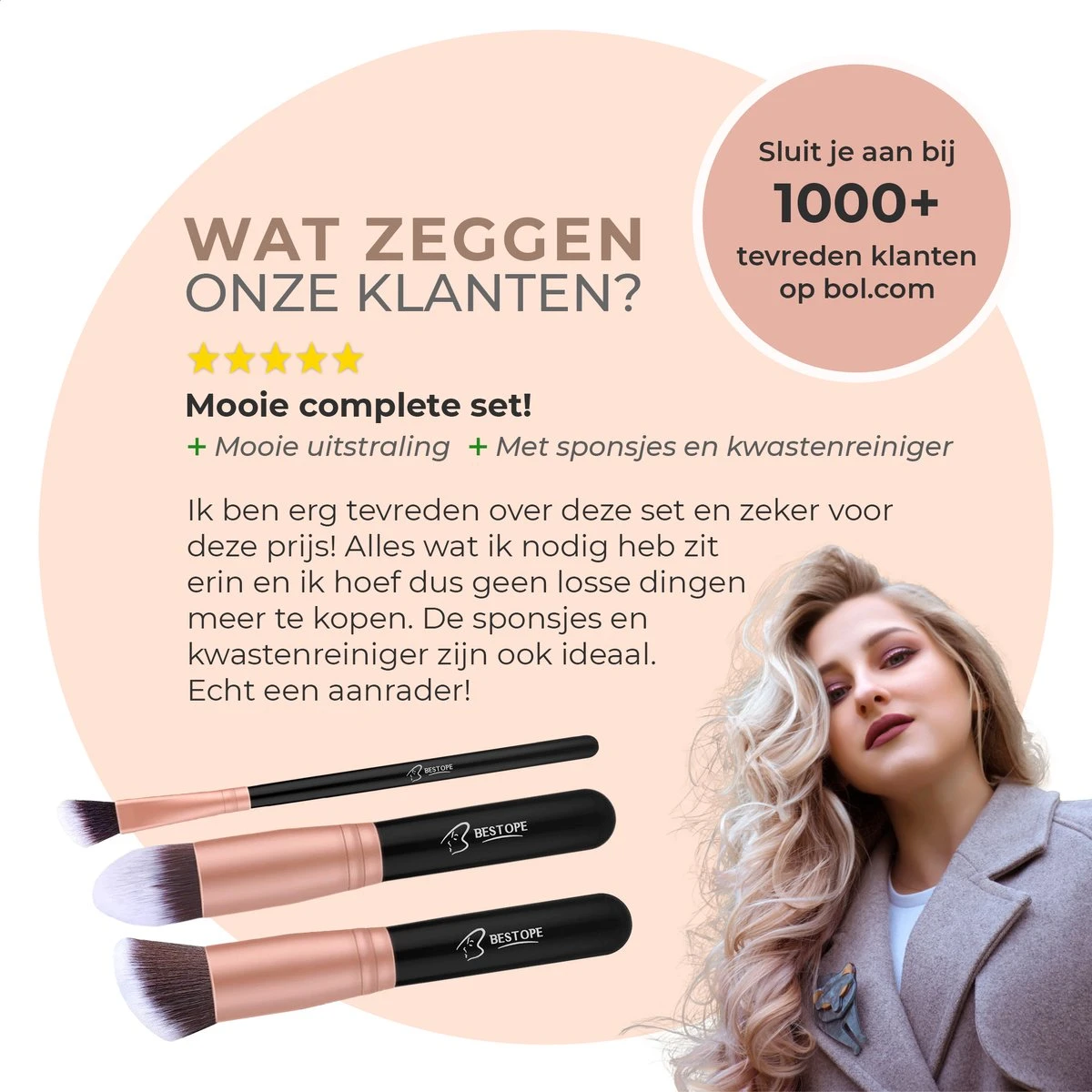 Bestope Make Up Kwasten Set Met Beauty Blenders 16 Delig - Brush Set - Kwasten Reiniger - Rosé Goud 12 Bestope Make Up Kwasten Set Met Beauty Blenders 16 Delig - Brush Set - Kwasten Reiniger - Rosé Goud - Image 10