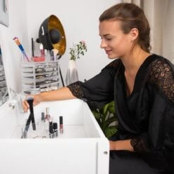 Relaxdays Cosmetica Organizer - Cosmeticahouder - Make Up Toren - Doorzichtig - 16 Vakken - Zwart -Modecosmetica Winkel 1200x1200 2246