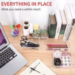 Aokyom Make-uporganizer, 18 Stuks, Kunststof Opbergdozen Voor Kantoor, Lades, Organizer, Lade-organizer, Doorzichtige Lade-inzet Voor Bureau, Keuken, Badkamer -Modecosmetica Winkel 1200x1200 2257