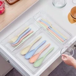 Aokyom Make-uporganizer, 18 Stuks, Kunststof Opbergdozen Voor Kantoor, Lades, Organizer, Lade-organizer, Doorzichtige Lade-inzet Voor Bureau, Keuken, Badkamer -Modecosmetica Winkel 1200x1200 2258