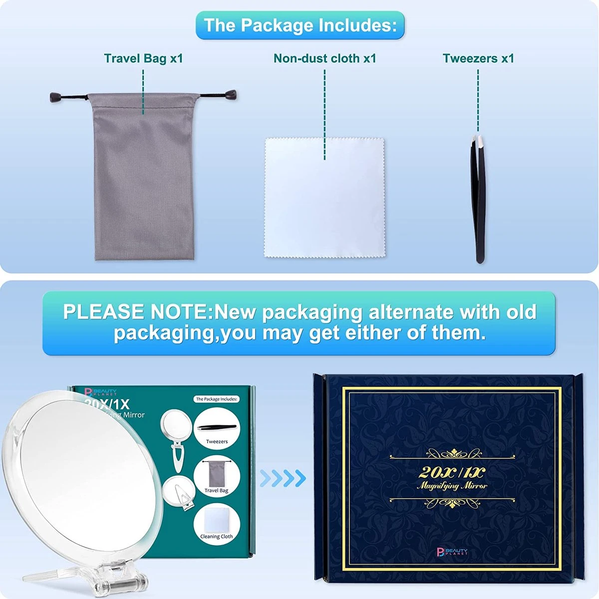 5 Inch, 20x Vergrotende Spiegel, Tweezijdige Spiegel, 20X/1x Vergroting, Opvouwbare Make-upspiegel Met Handheld/standaard, Gebruik Voor Make-up Toepassing, Pincet, En Mee-eter/smetverwijdering. (zilver) 6 5 Inch, 20x Vergrotende Spiegel, Tweezijdige Spiegel, 20X/1x Vergroting, Opvouwbare Make-upspiegel Met Handheld/standaard, Gebruik Voor Make-up Toepassing, Pincet, En Mee-eter/smetverwijdering. (zilver) - Image 4