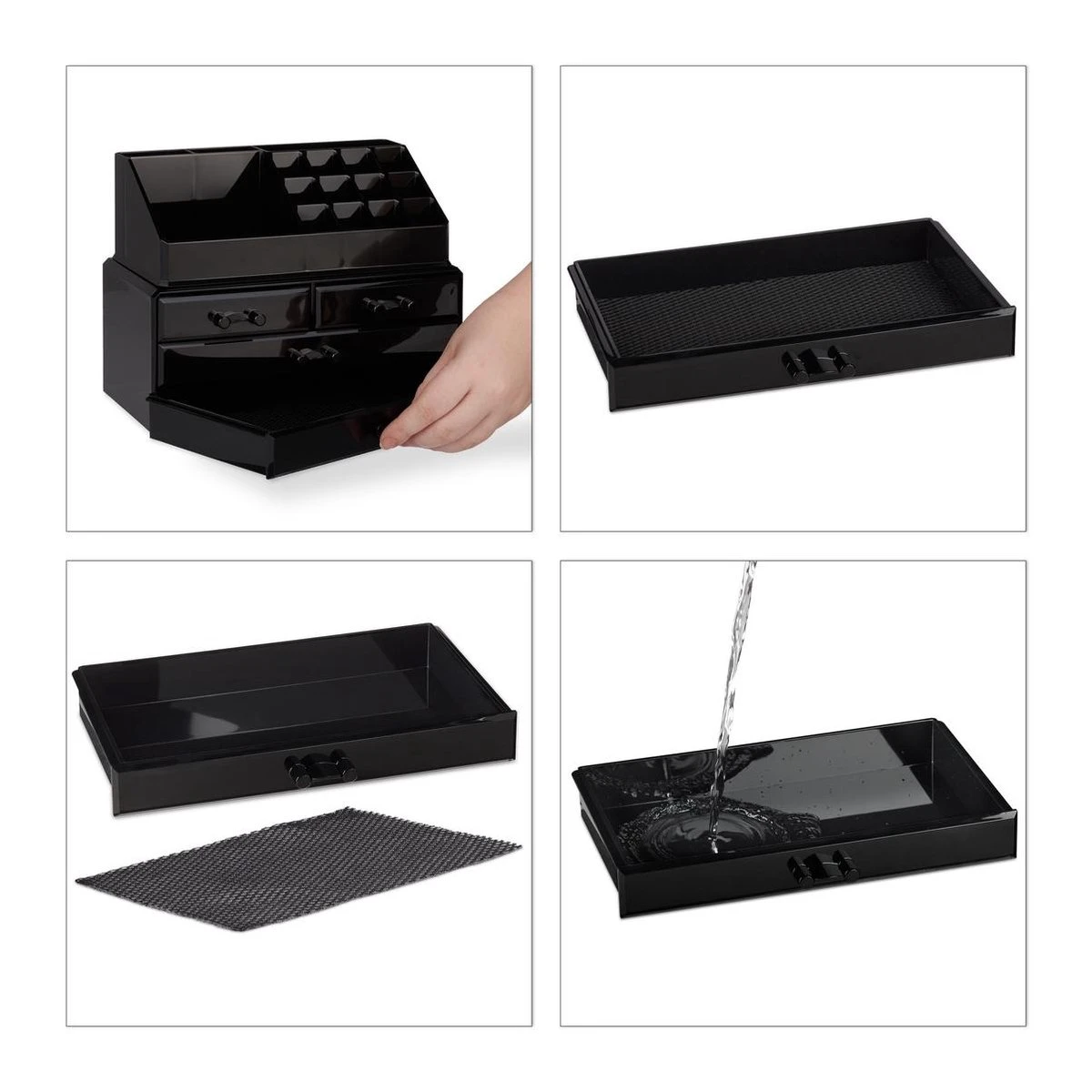 Relaxdays Make-up Organizer - Tweedelig - Cosmetica Opbergdoos + Lippenstift Houder - Zwart 13 Relaxdays Make-up Organizer - Tweedelig - Cosmetica Opbergdoos + Lippenstift Houder - Zwart - Image 11