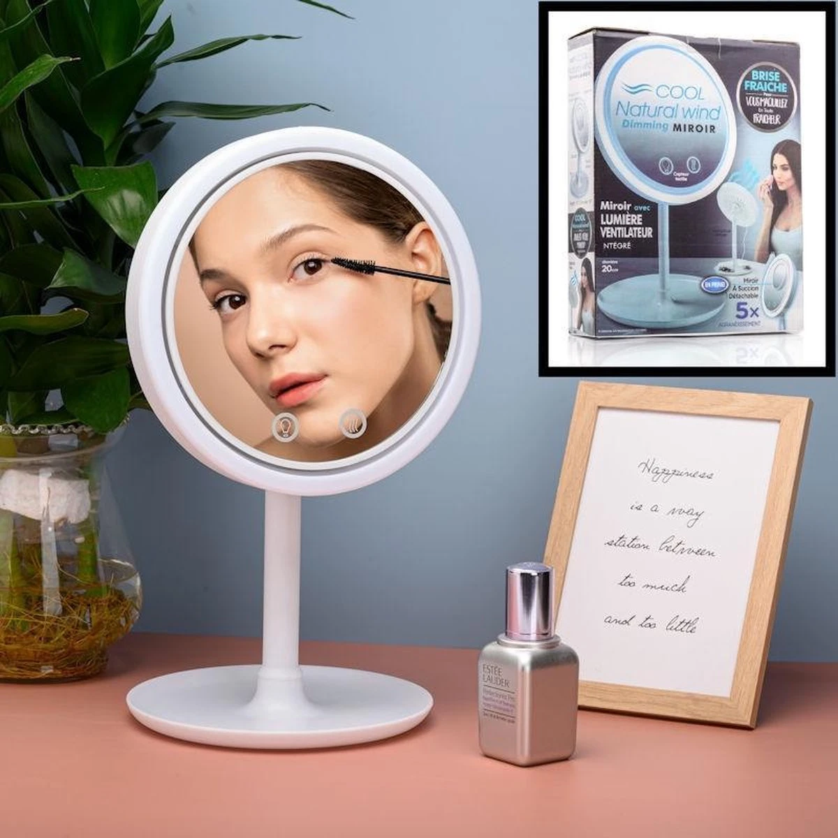 Merkloos Decopatent® Beauty Breeze Mirror - Make-Up Spiegel Met LED Verlichting & Ventilatie - 360° Draaibaar - Make Up 5x Vergrootspiegel 3 Merkloos Decopatent® Beauty Breeze Mirror - Make-Up Spiegel Met LED Verlichting & Ventilatie - 360° Draaibaar - Make Up 5x Vergrootspiegel