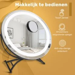 Great's® Make Up Spiegel Met LED Verlichting - ⌀ 40cm - Visagie Spiegel Rond - Extra Close Up Spiegeltje 10x - Zwart -Modecosmetica Winkel 1200x1200 2320