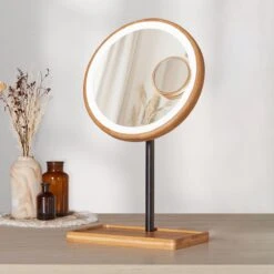 Lanaform - Bamboo Mirror - Oplaadbare Staande Spiegel ×1 · ×3 - Elegant Design Van Bamboe Met Zwarte Poedercoatingafwerking - Ledlampen Met Lange Levensduur -Modecosmetica Winkel 1200x1200 2360