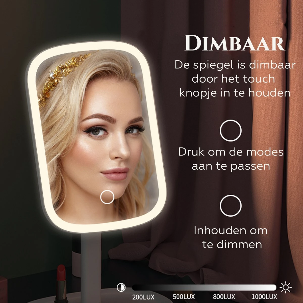 HighHome - Make Up Spiegel Met Led Verlichting - Inclusief 10x Spiegel - 3 Warmtes - 360 °C Draaibaar 5 HighHome - Make Up Spiegel Met Led Verlichting - Inclusief 10x Spiegel - 3 Warmtes - 360 °C Draaibaar - Image 3