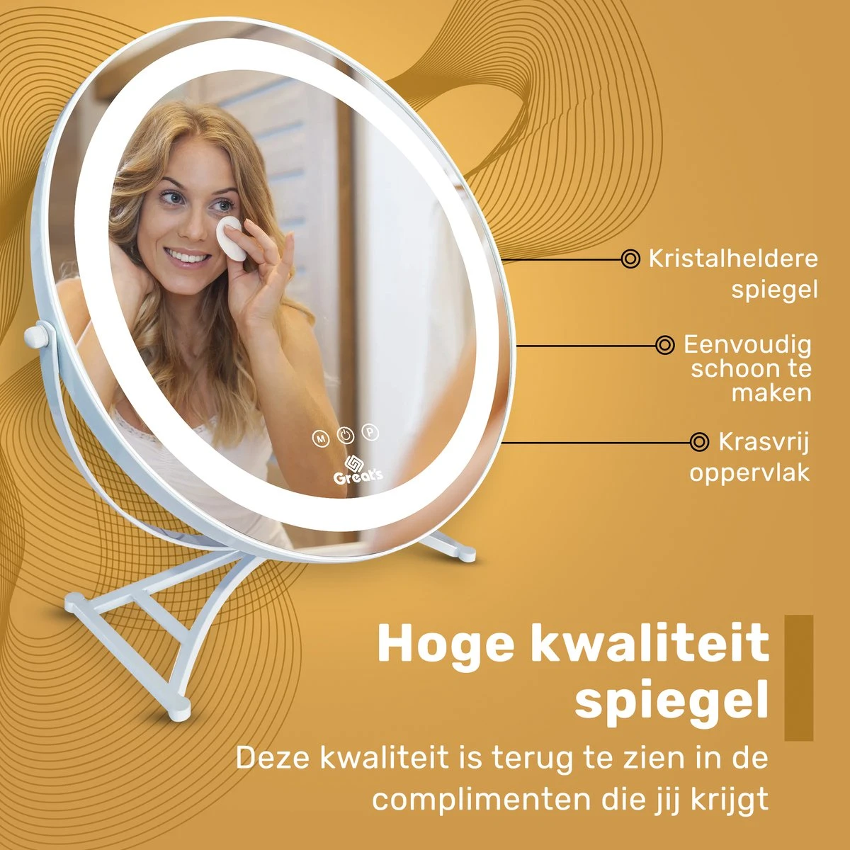 Great's® Make Up Spiegel Met LED Verlichting- ⌀ 40cm - Visagie Spiegel Rond - Extra Close Up Spiegeltje 10x - Wit 5 Great's® Make Up Spiegel Met LED Verlichting- ⌀ 40cm - Visagie Spiegel Rond - Extra Close Up Spiegeltje 10x - Wit - Image 3