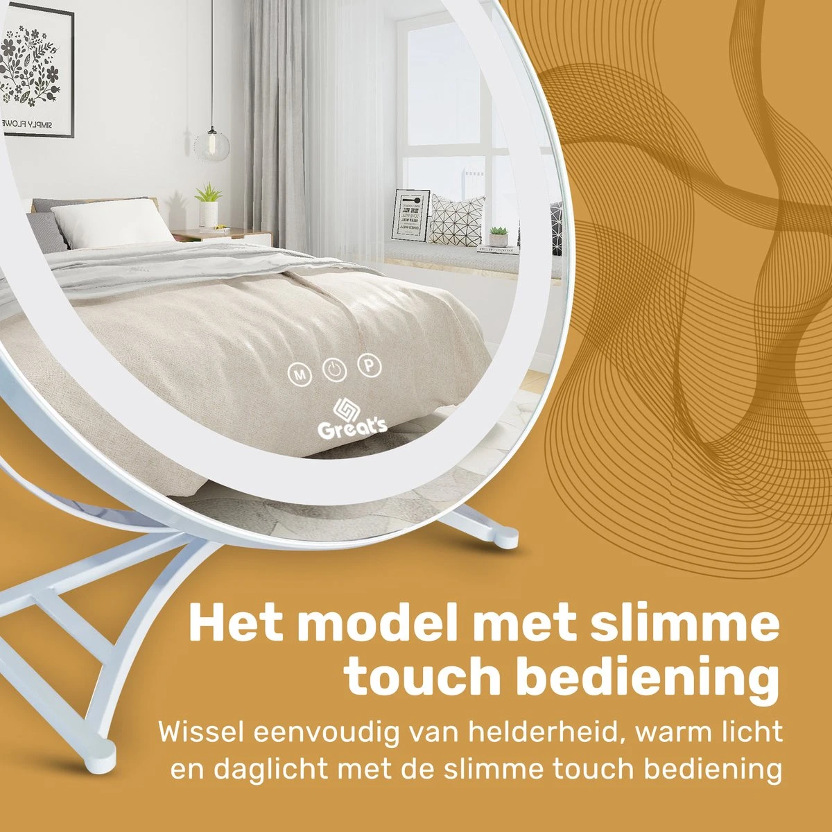 Great's® Make Up Spiegel Met LED Verlichting- ⌀ 40cm - Visagie Spiegel Rond - Extra Close Up Spiegeltje 10x - Wit 7 Great's® Make Up Spiegel Met LED Verlichting- ⌀ 40cm - Visagie Spiegel Rond - Extra Close Up Spiegeltje 10x - Wit - Image 5