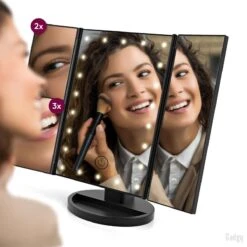 Gadgy Make Up Spiegel – Spiegel Verlichting – Moederdag Cadeautje - Cosmetica Spiegel - Scheerspiegel - Staand Met 2 Vergrootspiegels - Op Batterijen Of USB (kabel Incl)