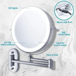 Auxmir Cosmetische Spiegel Met 1X / 10X Vergroting LED Verlichting, Dimbare Make-up Spiegel Met Touch Schakelaar USB Oplaadbare, Scheerspiegel 360 ° Draaibare Muurbeugel Voor Badkamer, Spa En Hotel 13 Auxmir Cosmetische Spiegel Met 1X / 10X Vergroting LED Verlichting, Dimbare Make-up Spiegel Met Touch Schakelaar USB Oplaadbare, Scheerspiegel 360 ° Draaibare Muurbeugel Voor Badkamer, Spa En Hotel -Modecosmetica Winkel 1200x1200 2415