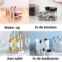 Merkloos Make Up Draaiplateau Organiser Plus Extra Gezichtsmasker - Make Up Organizer Transparant - 24cm - Make-up Organiser Transparant - Lazy Susan Draaiplateau - Draaiplateau - Draaischijf - Badkamer Organizer - Draaischijf - Make Up Doos - Bwa Commerce -Modecosmetica Winkel 1200x1200 2486