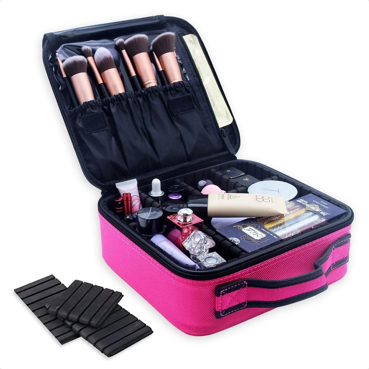 Cosmetica Koffer - Make-up Koffer Met Verstelbare Vakken - Visagie En Nagelstyliste Beauty Koffer - 26x23x9CM - Roze 3 Cosmetica Koffer - Make-up Koffer Met Verstelbare Vakken - Visagie En Nagelstyliste Beauty Koffer - 26x23x9CM - Roze