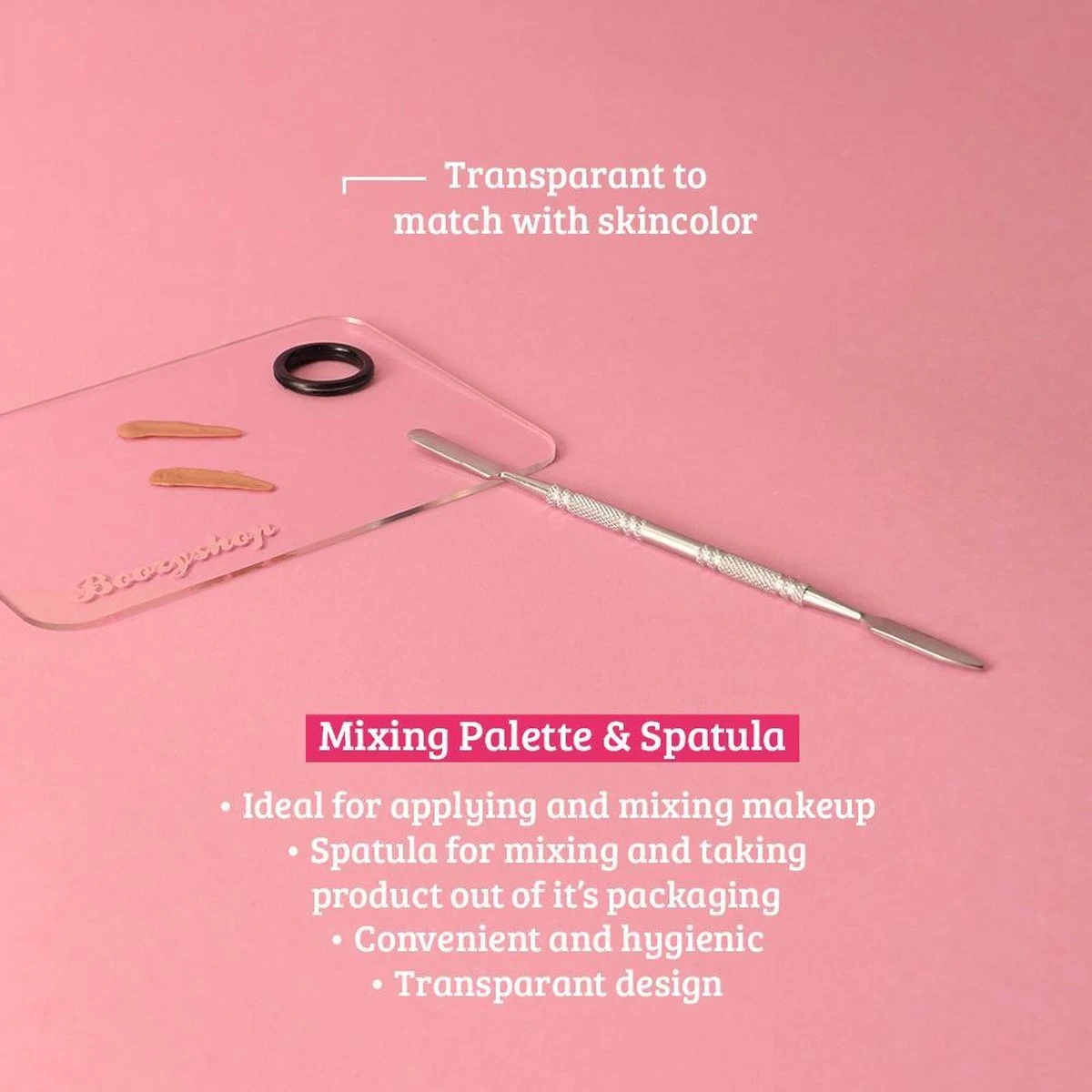 Boozyshop Transparent Makeup Mixing Palette & Spatula 4 Boozyshop Transparent Makeup Mixing Palette & Spatula - Image 2