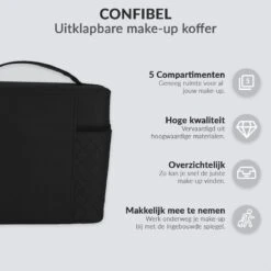 Confibel Make Up Koffer - Uitklapbaar - 5 Opbergbakken - Met Spiegel - Zwart 20 Confibel Make Up Koffer - Uitklapbaar - 5 Opbergbakken - Met Spiegel - Zwart -Modecosmetica Winkel 1200x1200 2603