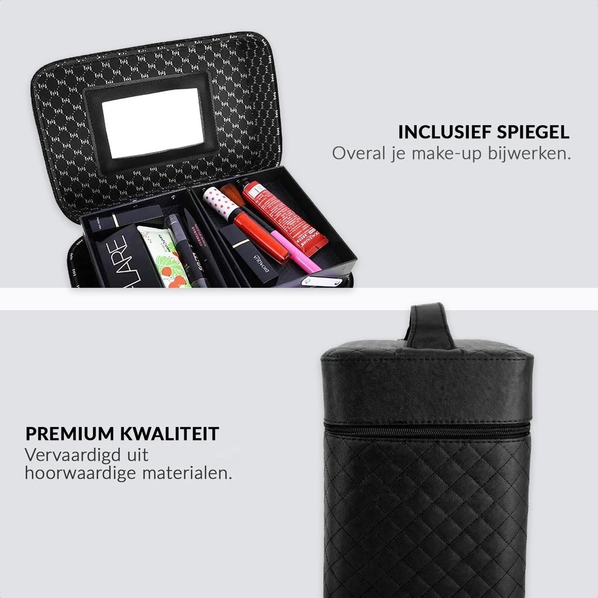 Confibel Make Up Koffer - Uitklapbaar - 5 Opbergbakken - Met Spiegel - Zwart 6 Confibel Make Up Koffer - Uitklapbaar - 5 Opbergbakken - Met Spiegel - Zwart - Image 4