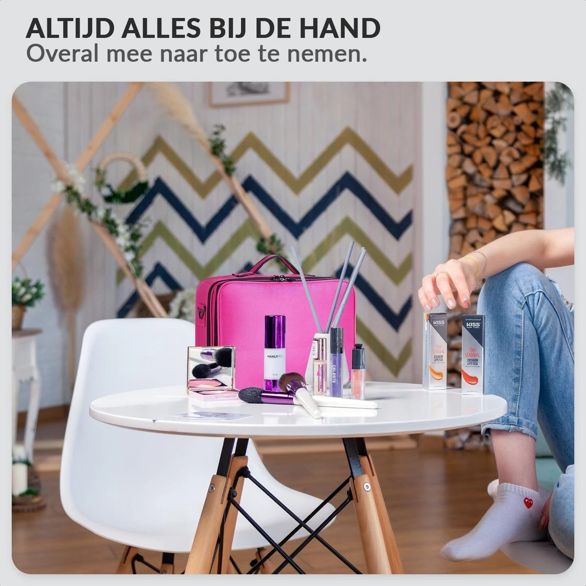 Cosmetica Koffer - Make-up Koffer Met Verstelbare Vakken - Visagie En Nagelstyliste Beauty Koffer - 35x25x11CM - Roze 4 Cosmetica Koffer - Make-up Koffer Met Verstelbare Vakken - Visagie En Nagelstyliste Beauty Koffer - 35x25x11CM - Roze - Image 2