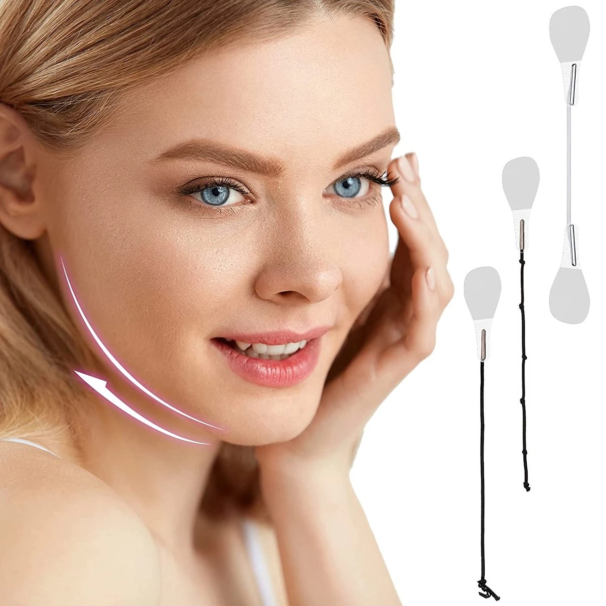 Facelift Tape - Face Tape - Gezicht Tape - Face Tape Lift - Beauty Tape - Facelift Tape Met Elastiek - 40 Stickers + 3 Verschillende Touwtjes 6 Facelift Tape - Face Tape - Gezicht Tape - Face Tape Lift - Beauty Tape - Facelift Tape Met Elastiek - 40 Stickers + 3 Verschillende Touwtjes - Image 4