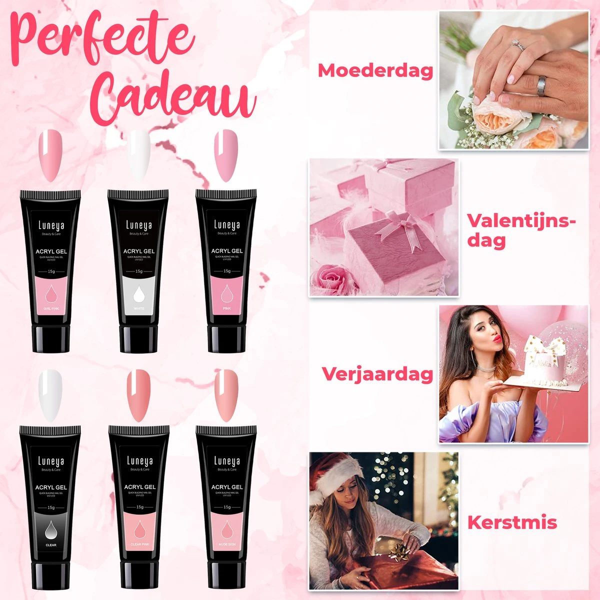 Luneya Polygel Kit - 6 Kleuren - Polygel Nagels Starterspakket - Tasje - Incl. UV LED Lamp 8 Luneya Polygel Kit - 6 Kleuren - Polygel Nagels Starterspakket - Tasje - Incl. UV LED Lamp - Image 6