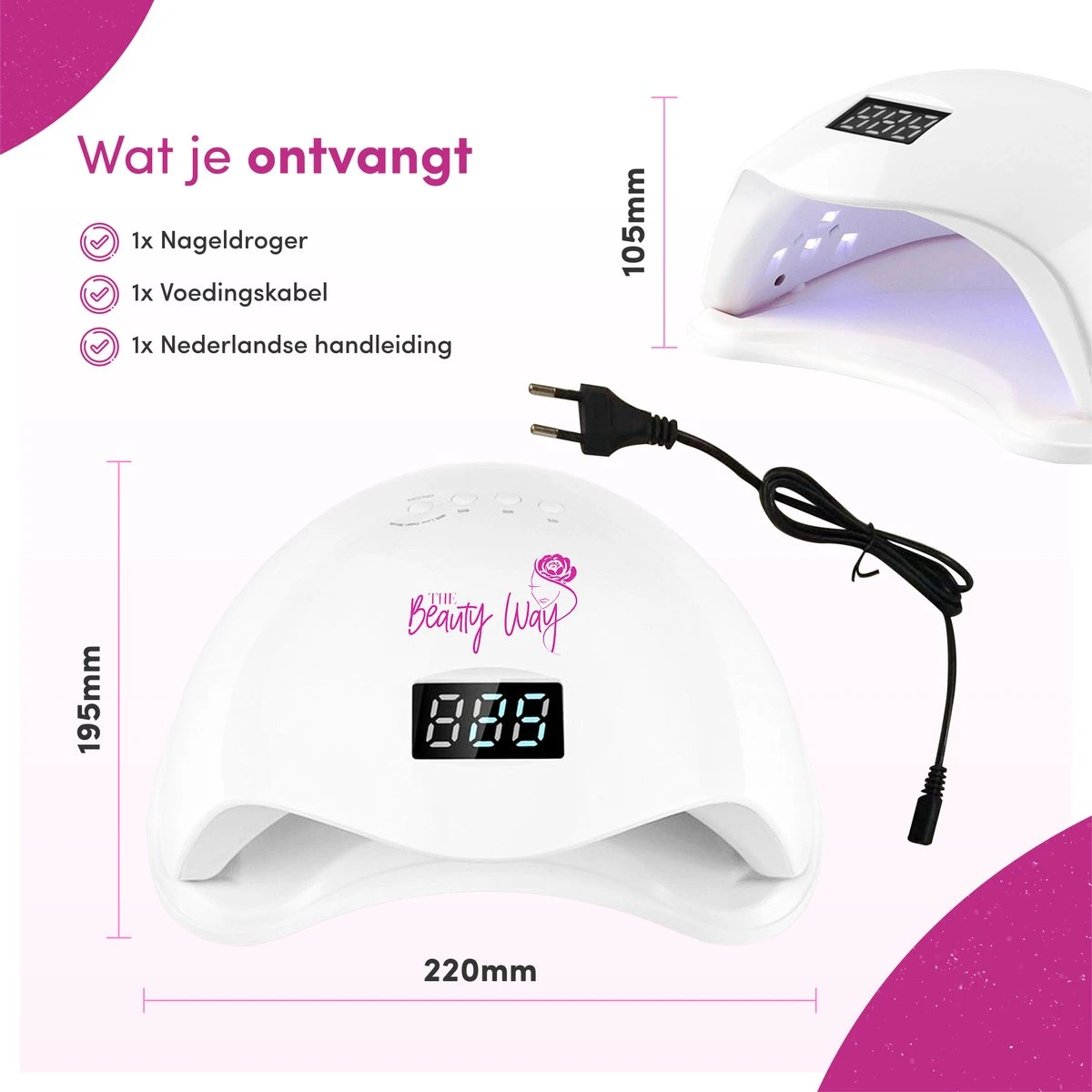TheBeautyWay Nageldroger - Voor Gelnagels - Geschikt Voor Elke Nagel Gellak - 24 LEDs 10 TheBeautyWay Nageldroger - Voor Gelnagels - Geschikt Voor Elke Nagel Gellak - 24 LEDs - Image 8