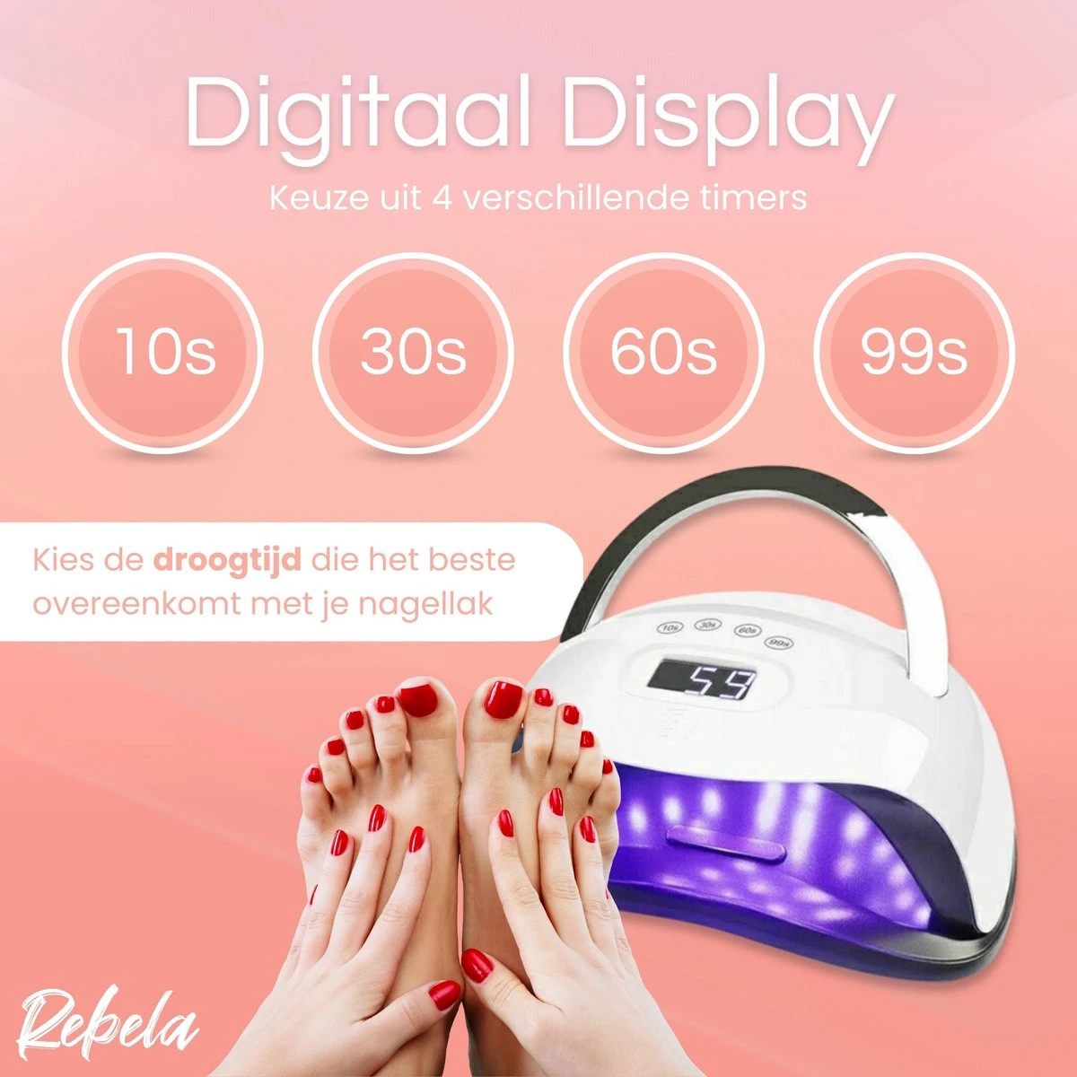 Rebela | Nageldroger | Gelnagels | GEL UV LED Nail Lamp 168w | UV Lamp Gelnagels | Led Nagellamp | Nageldroger | Wit 6 Rebela | Nageldroger | Gelnagels | GEL UV LED Nail Lamp 168w | UV Lamp Gelnagels | Led Nagellamp | Nageldroger | Wit - Image 4
