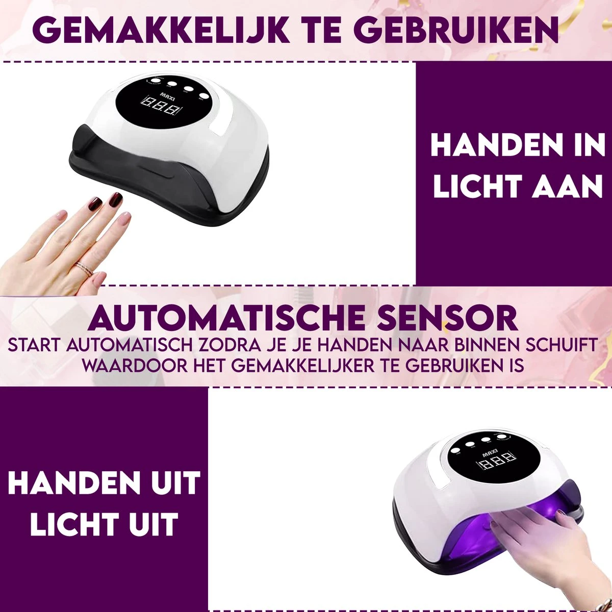 Maxi Nageldroger Pro - 168W - Uv Lamp - Nageldroger Lamp - Nageldroger Voor Gelnagels - Geschikt Voor Elke Nagel Gellak 5 Maxi Nageldroger Pro - 168W - Uv Lamp - Nageldroger Lamp - Nageldroger Voor Gelnagels - Geschikt Voor Elke Nagel Gellak - Image 3