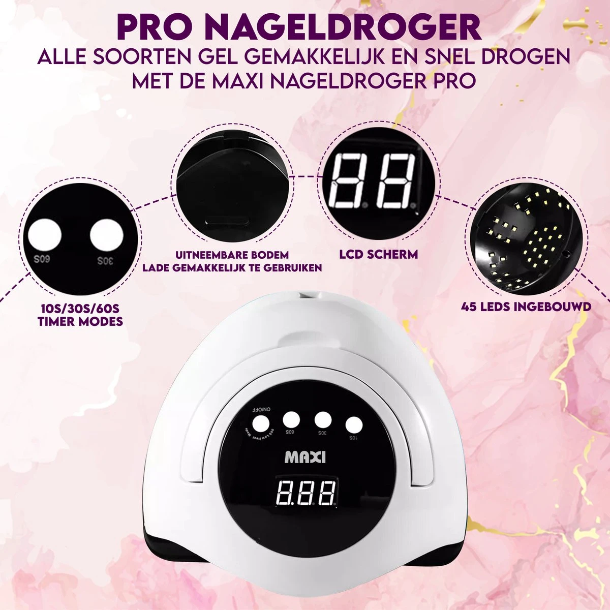 Maxi Nageldroger Pro - 168W - Uv Lamp - Nageldroger Lamp - Nageldroger Voor Gelnagels - Geschikt Voor Elke Nagel Gellak 7 Maxi Nageldroger Pro - 168W - Uv Lamp - Nageldroger Lamp - Nageldroger Voor Gelnagels - Geschikt Voor Elke Nagel Gellak - Image 5