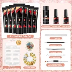 Merkloos Nepnagels - Polygel Set - Nagelverlengingsset - 8 Kleuren - Nagels Set - Temperatuurwisselgel - Lichtgevende Gel - Voor Beginners - Voor DIY Salon Art Nagels - Type A -Modecosmetica Winkel 1200x1200 428